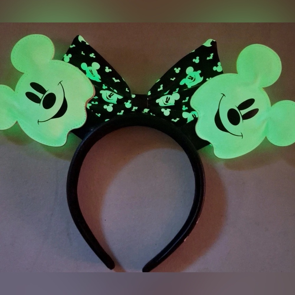 Loungefly Disney Parks Ghost Mickey Glow in the Dark Minnie Ears Headband